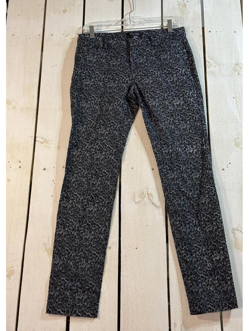 ETCETERA Gray Animal Print Skinny Pants 97% COTTON BLEND